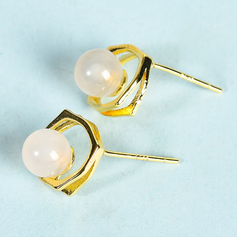 Wholesale Natural Crystal Gravel Square Round Bead Earrings